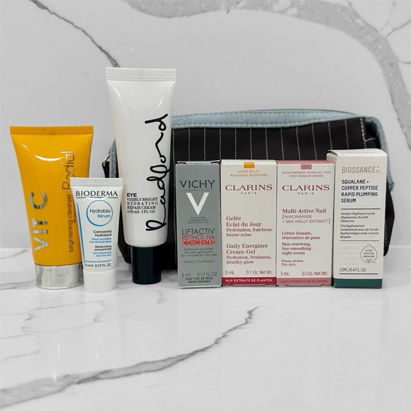 Skincare Travel Night Day Eye Face Cream Serum Cleanser Variety Set with Pouch - Picture 2 of 10